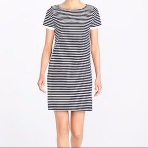 J. Crew Striped poplin-trimmed dress‎ navy white ruffle cuff sleeve XXS stretch